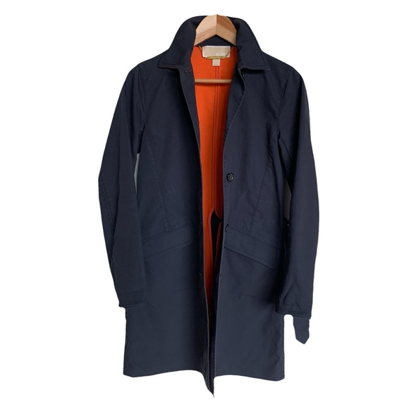 Michael Kors Navy & Orange Trench Coat. XS - Picture 2 of 6